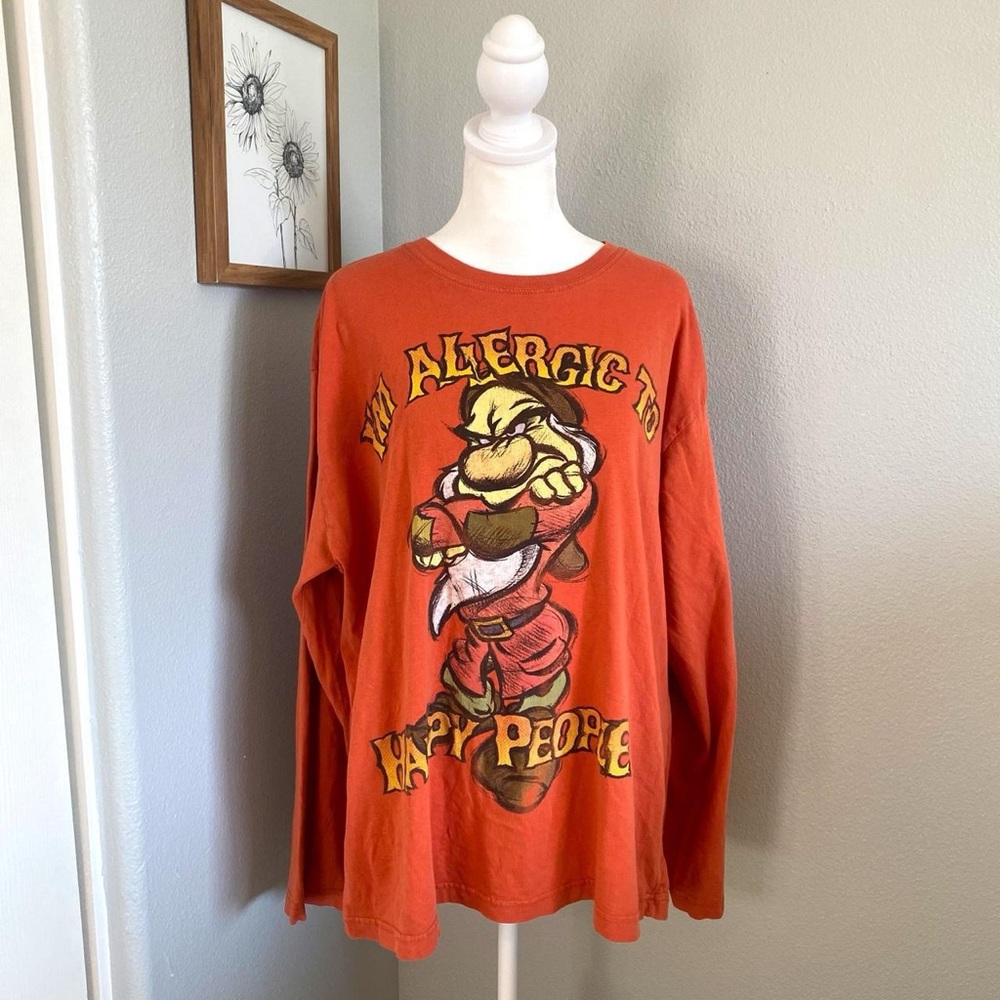Vintage 100% Cotton Disney Orange Graphic Long Sleeve Shirt